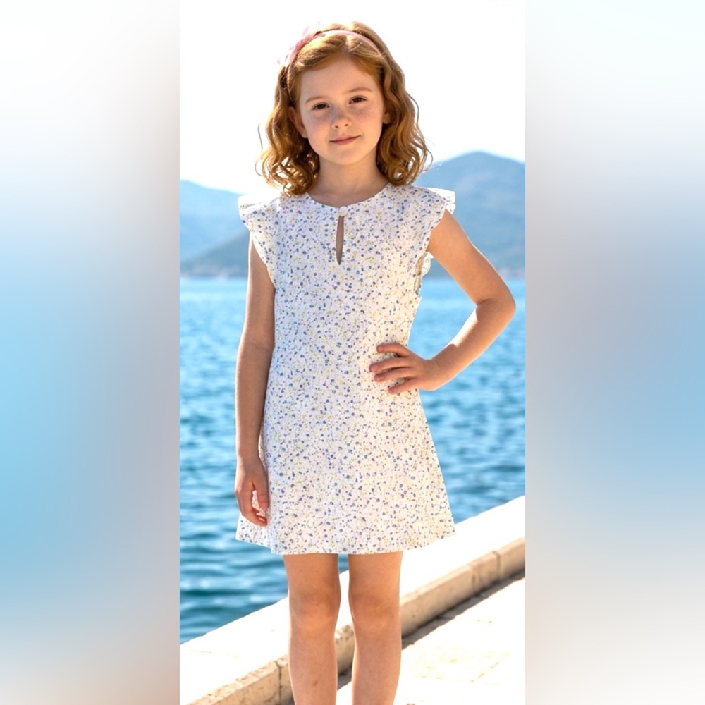 Little Laundry Dress White Cotton Girl’s 2T Multicolor Ditzy Floral Keyhole